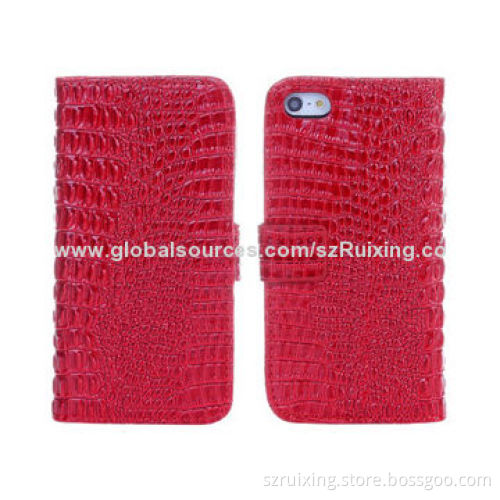Crocodile veins leather case for iPhone 5/5S with stand function